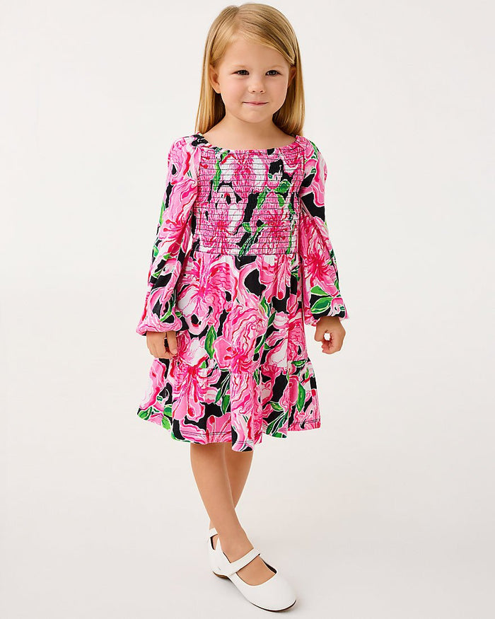 Lilly Pulitzer - Girls Mini Jilly Long Sleeved Dress - Onyx Party All The Time