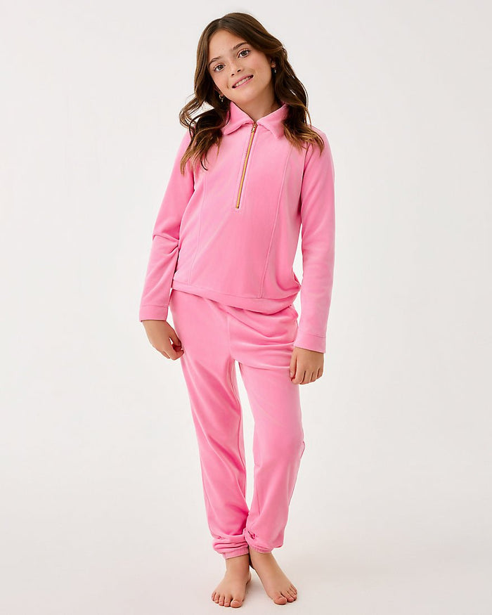 Lilly Pulitzer - Girls Mini Mallie Velour Pant - Multi Glowing Gardens