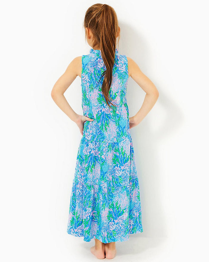 Girls Mini Malone Maxi Dress - Las Olas Aqua Strong Current Sea - 5