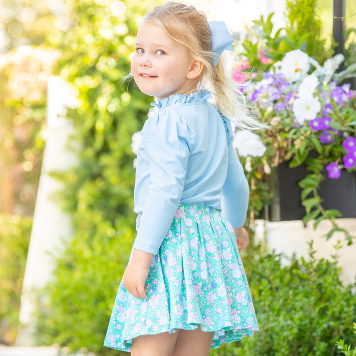 Girls Pleated Skort - Garden Green
