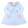 Girls Pocket Dress - Blue Stripe