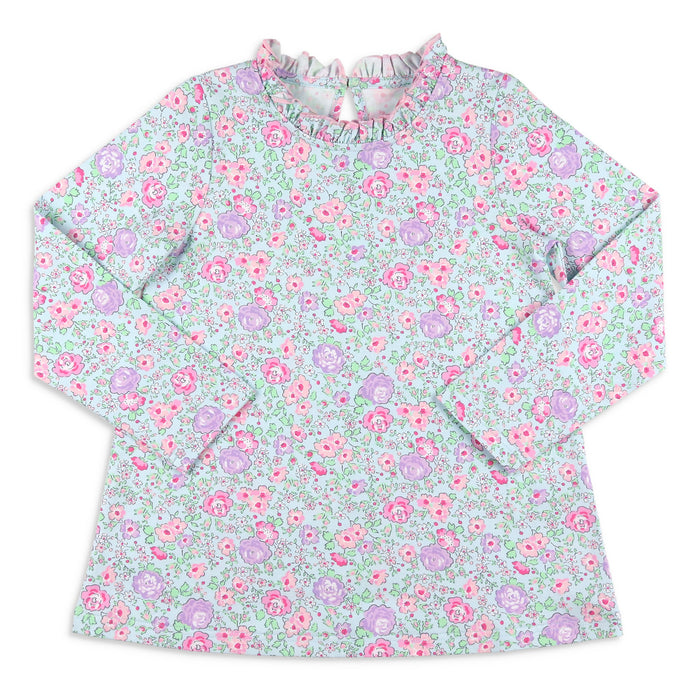 Girls Ruffle Neck Top - Posy Petals