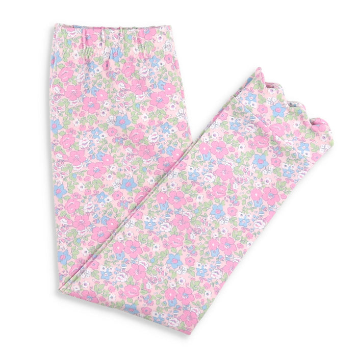 Girls Scallop Leggings - Blushing Blooms