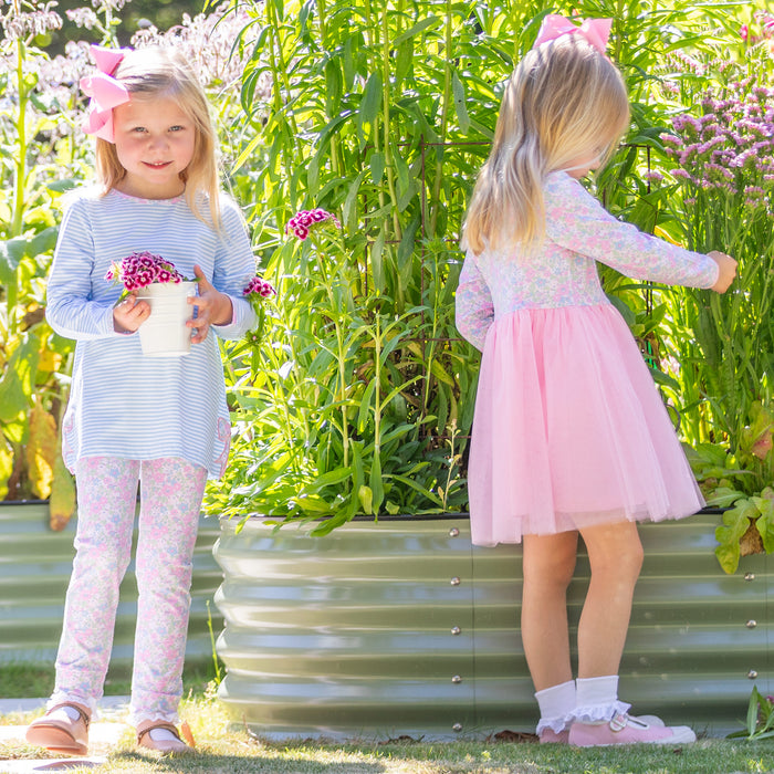 Girls Scallop Leggings - Blushing Blooms