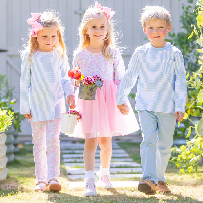 Girls Scallop Leggings - Blushing Blooms