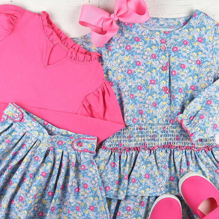 Girls Smocked Waist Dress - Wildflower