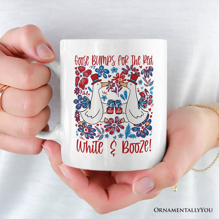 Goose Bumps for the Red, White & Booze Personalized Mug, Funny 4th of July Gift with Custom Name Personalized Ceramic Mug OrnamentallyYou