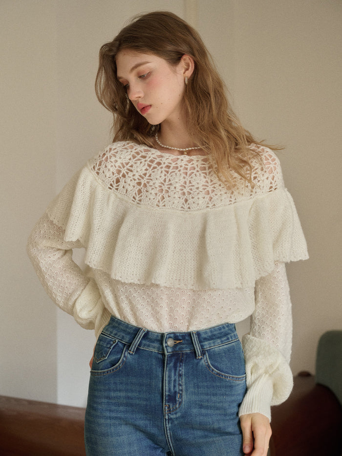 Gracelynn Round Neck Embroidery Sweater