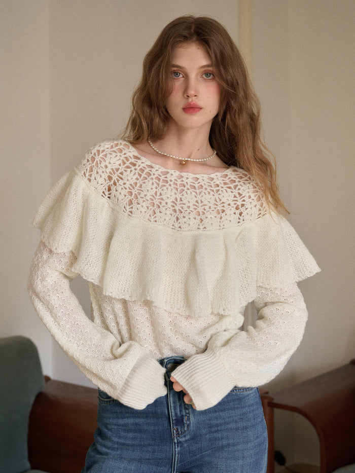 Gracelynn Round Neck Embroidery Sweater