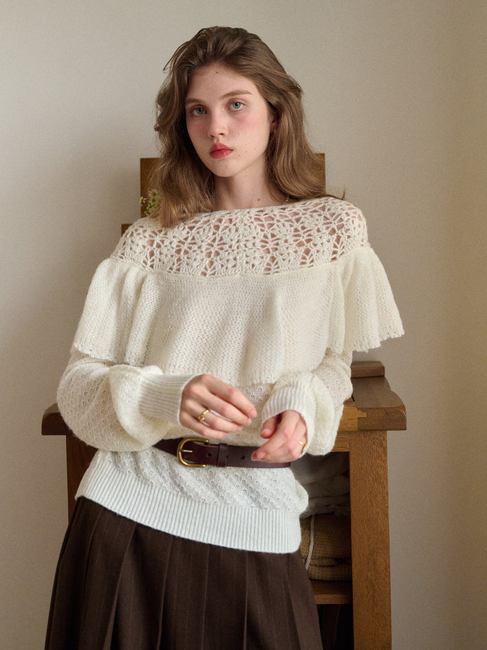 Gracelynn Round Neck Embroidery Sweater