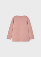 Back view of plain rosado pink Mayoral long-sleeve top