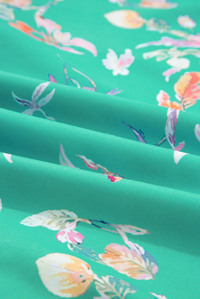 Green Floral Lantern Sleeve Button Front Shirt - Tops/Blouses & Shirts
