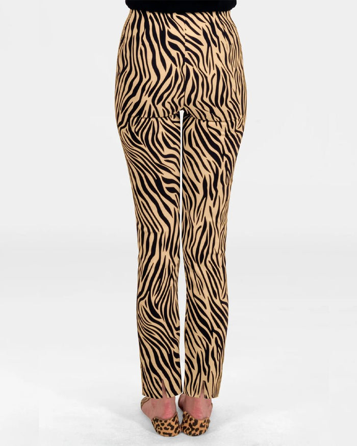 Gripeless Pull On Pants - Animal Instincts Zebra Khaki