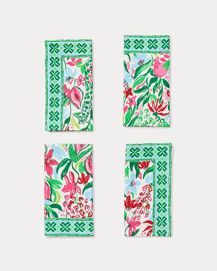 Lilly Pulitzer - Gwp Set Of 4 Dinner Napkins - Multi Glowing Gardens