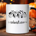 Halloween Devils and Cats Personalized Mug, Spooky Season Gift with Custom Name Personalized Ceramic Mug OrnamentallyYou White - Black Customized