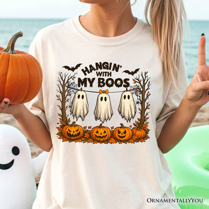 Hanging with My Boos Ghost T-Shirt, Funny Halloween Spooky Season Tee T-Shirts OrnamentallyYou