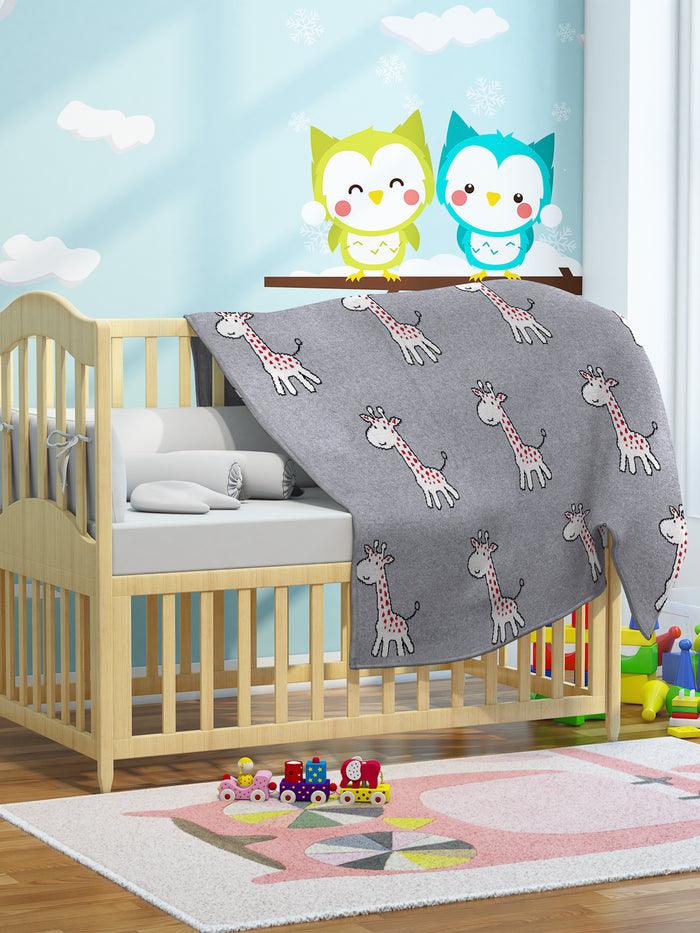 Happy Giraffe Knitted AC Blanket/Quilt for Baby - Full View