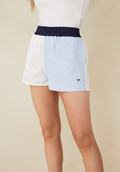 Heacham Women's Rugby Shorts - White/Blue - Whale Of A Time Clothing