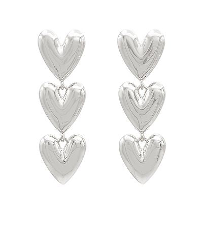 Heart Puffy 3 Drop Earrings