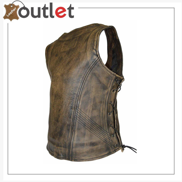 High Mileage Biker Leather Motorcycle Vest