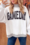 High Neck GAMEDAY/ FOOTBALL Double Side Printed Reversible Sweatshirt – Light Grey