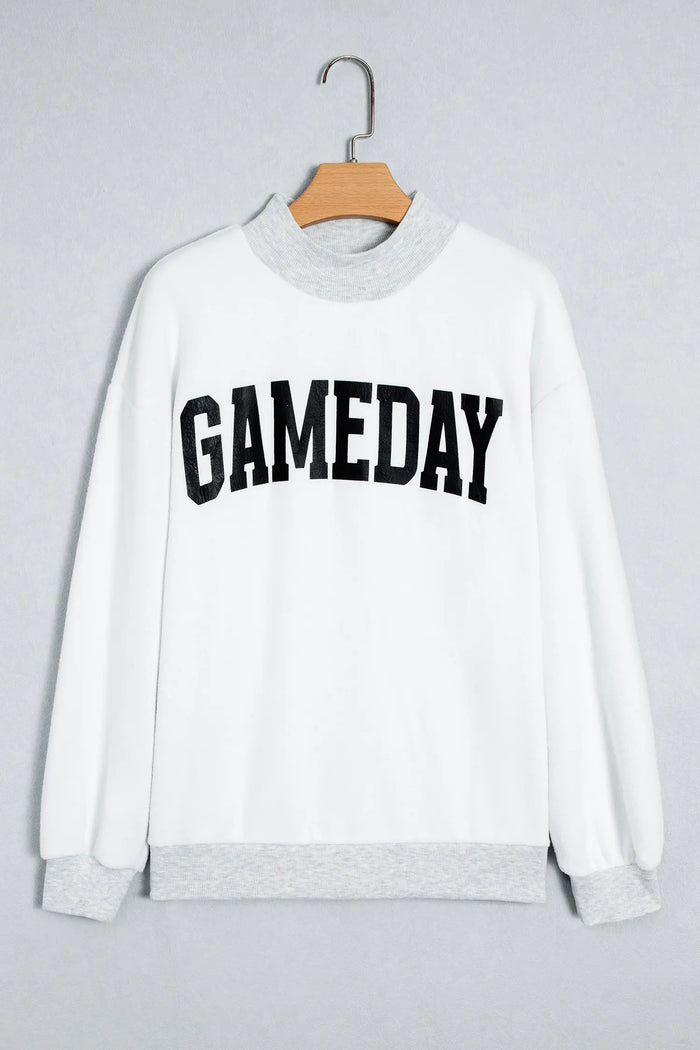 High Neck GAMEDAY/ FOOTBALL Double Side Printed Reversible Sweatshirt – Light Grey