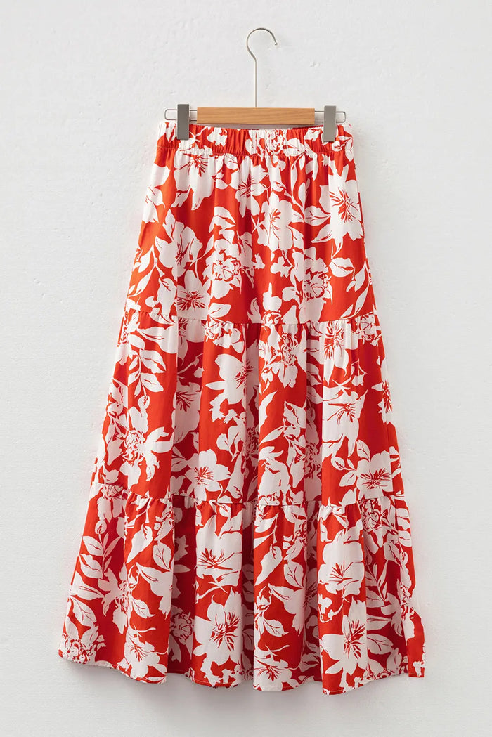 High Split Floral Western Cowgirl Maxi Skirt - Bottoms/Skirts & Petticoat