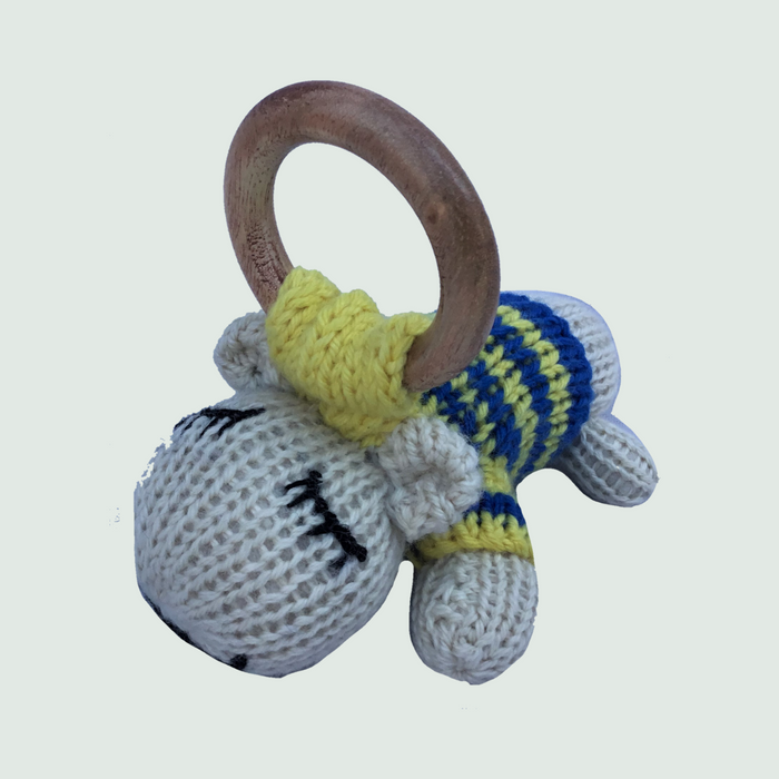 Hippo Ring Rattler I Stuffed/Plush/Soft Toy | 100% Organic | Health-Pro