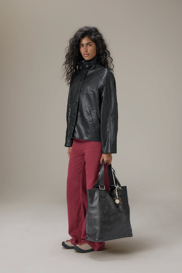 Hollies Classic Faux Leather Jacket in Black