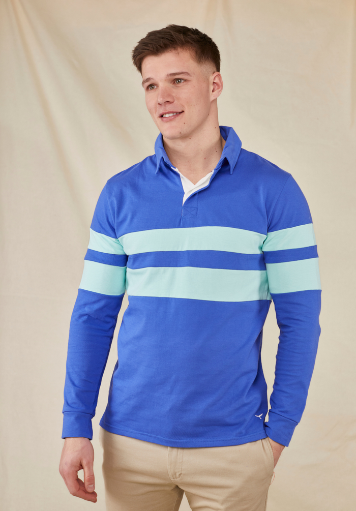 Holme Men's Rugby Shirt - Blue - Whale Of A Time Clothing