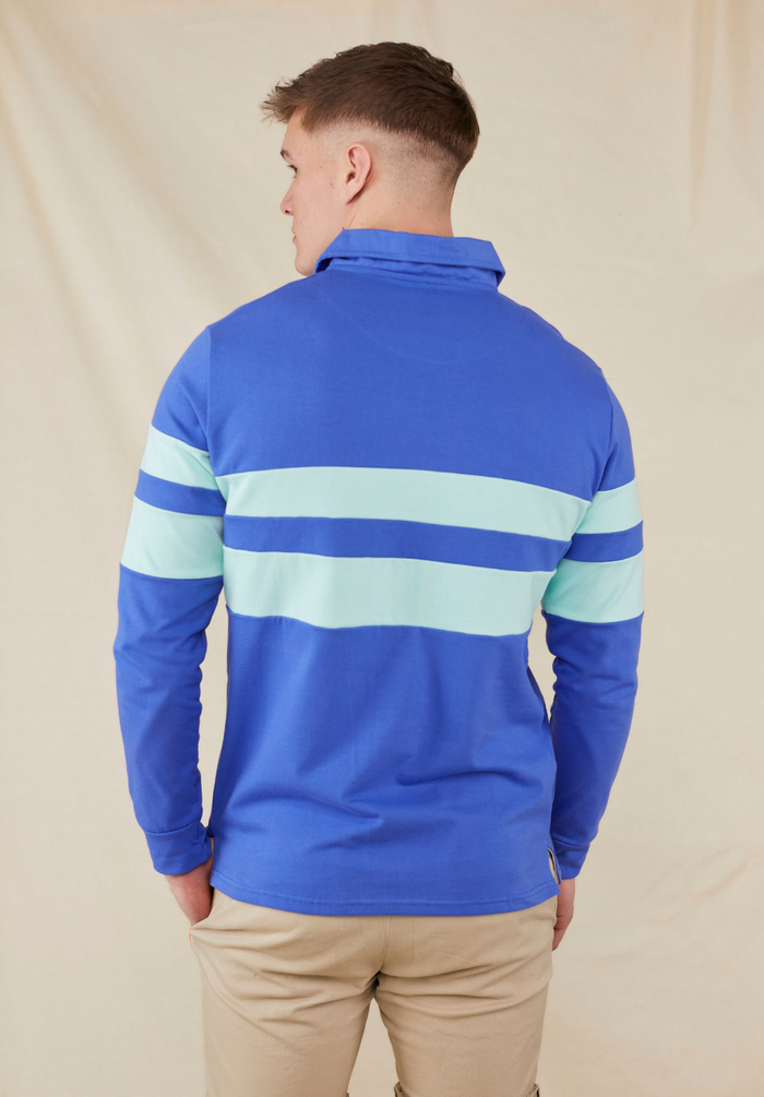 Holme Men's Rugby Shirt - Blue - Whale Of A Time Clothing
