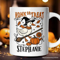 Honk or Treat Goose Personalized Mug, Hilarious Halloween Gift with Custom Name Personalized Ceramic Mug OrnamentallyYou White Customized