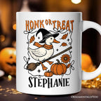 Honk or Treat Goose Personalized Mug, Hilarious Halloween Gift with Custom Name Personalized Ceramic Mug OrnamentallyYou White Customized