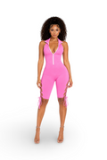 I Don't Repeat Myself - Front Zip Up Stretch Sleeveless Biker Romper
