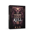 The game box for 'If Words Could Kill' featuring a dark, gothic design with a raven, skull, and ornate filigree in black, gold, and white.