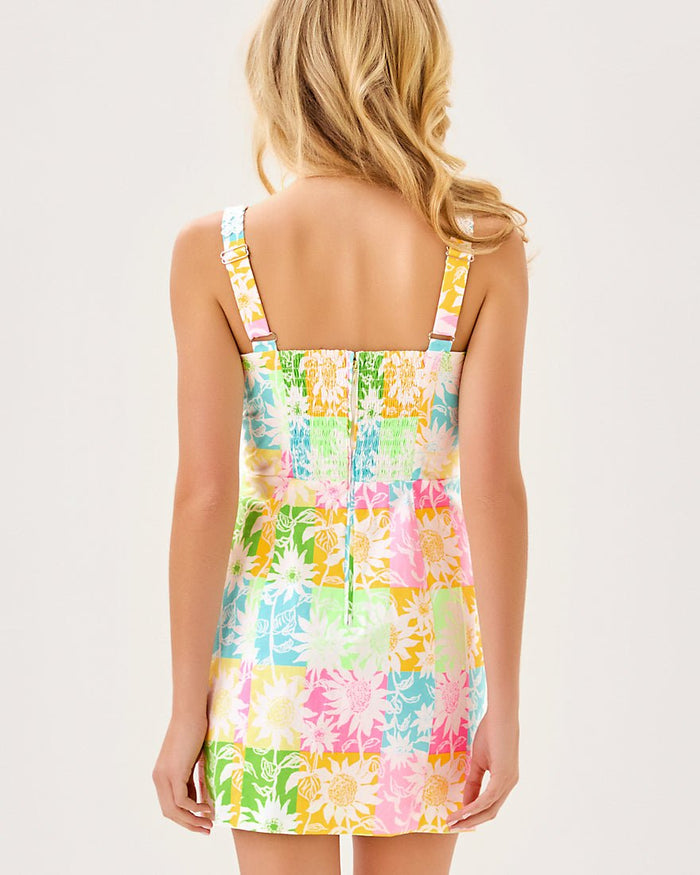 Isleen Skirted Romper - Multi Via Sunny Sunflowers
