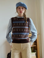 Iyla Round Neck Fair Isle Knitwear Vest