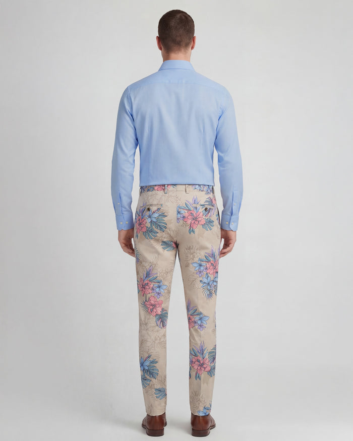 JACK EXOTIC FLORAL NATURAL MENS FLAT FRONT PANT