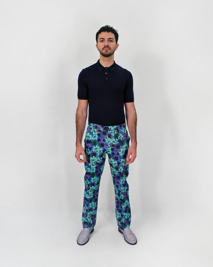 JACK LUX HIBISCUS GARDEN PANTS IN BLUE