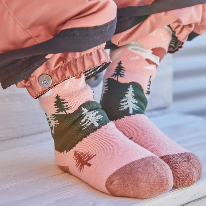 Deux par Deux pink jacquard socks with contrast stripes, view 2