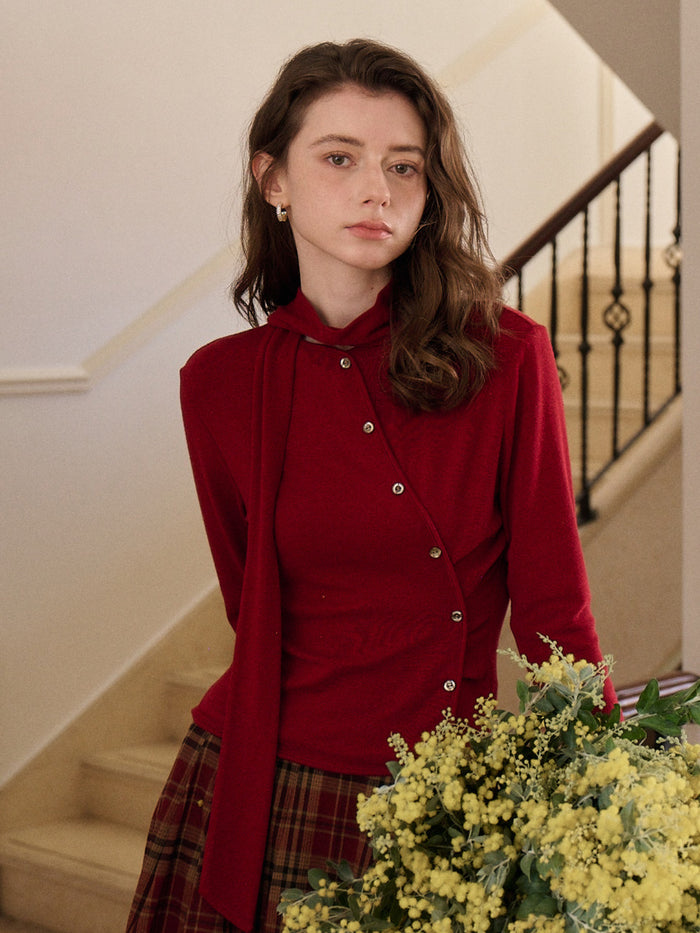 Jaliyah Slanted Placket Knit Top