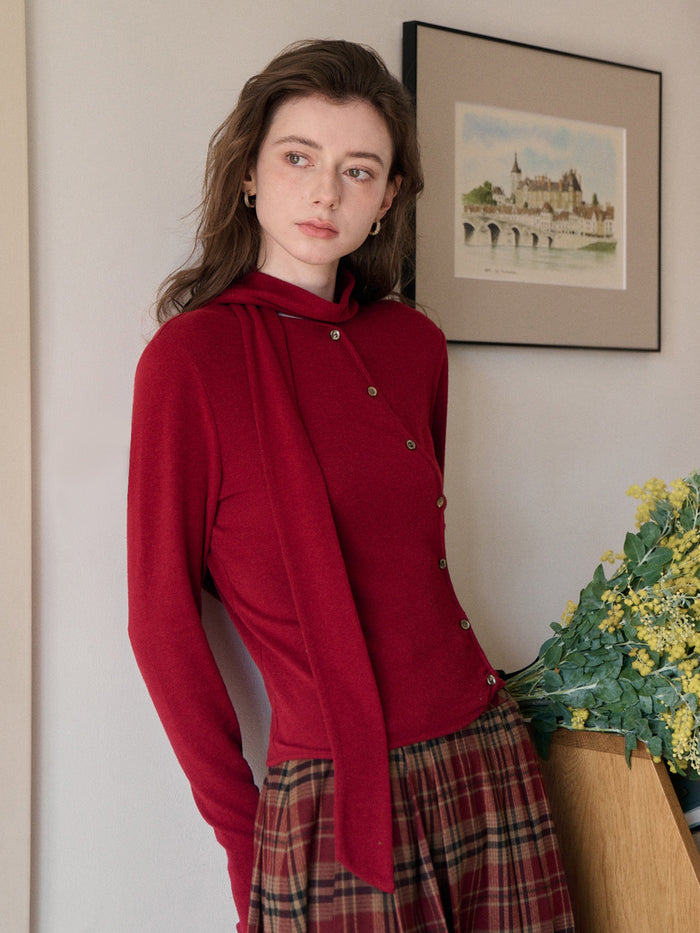 Jaliyah Slanted Placket Knit Top