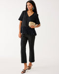 Lilly Pulitzer - Jarrae High Rise Crop Flare Pant - Noir Exploded Flower Stretch Jacquard