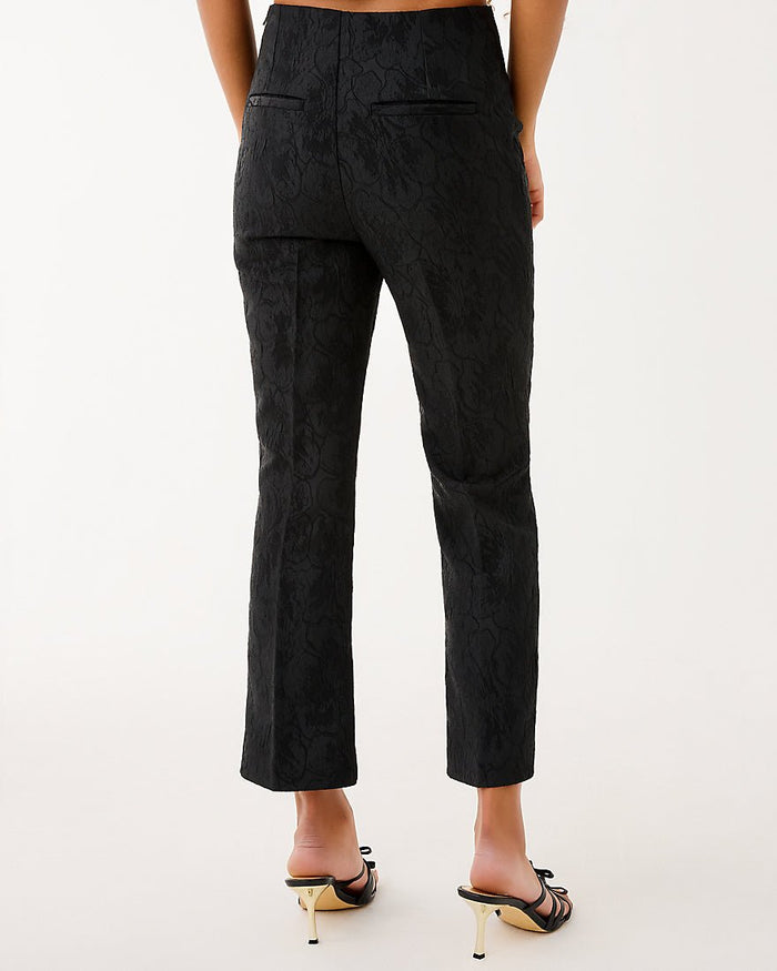 Lilly Pulitzer - Jarrae High Rise Crop Flare Pant - Noir Exploded Flower Stretch Jacquard