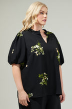 Jenna Floral Split Neck Blouse Curve