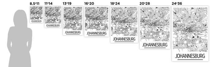 Johannesburg Map Poster - south africa Map Print - Art Deco Series