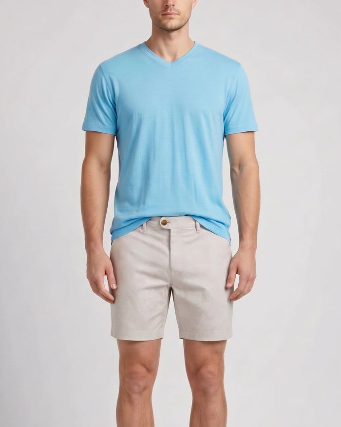 JOHN PAISLEY EXPLOSION IVORY MENS FLAT FRONT SHORT