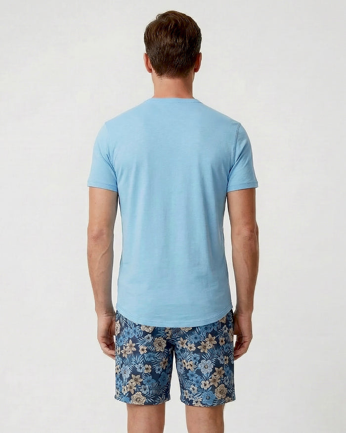 JOHN TROPICAL MIX NAVY MENS FLAT FRONT SHORT