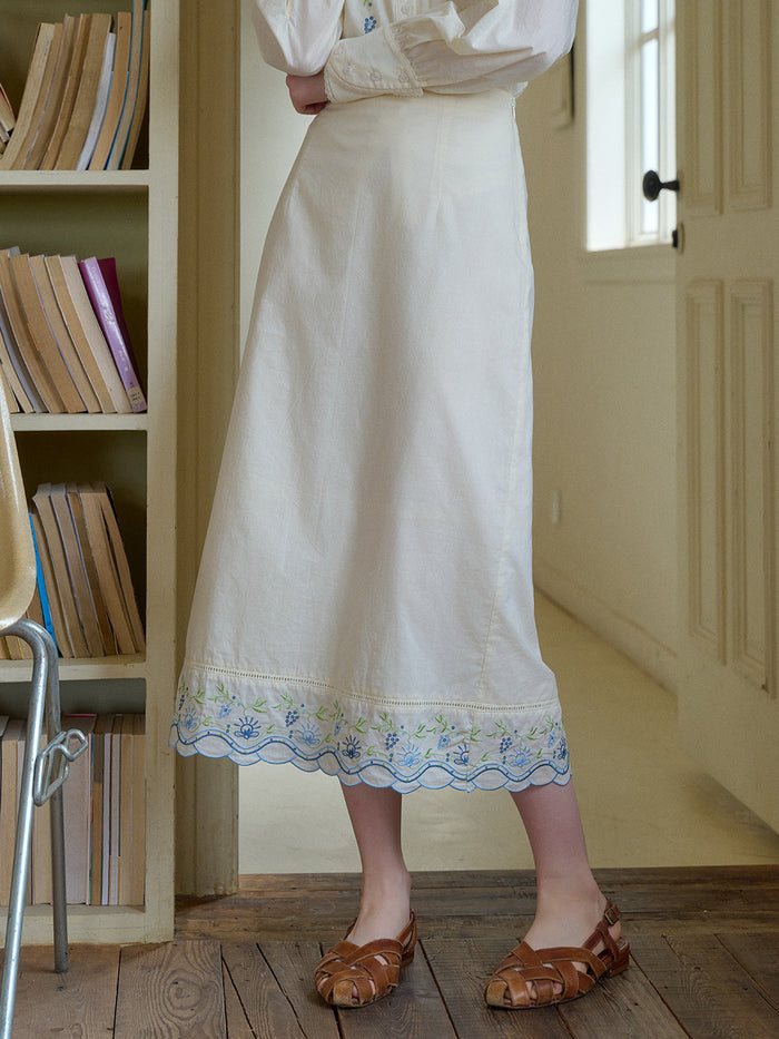 Julianna Embroidery 100% Cotton Skirt