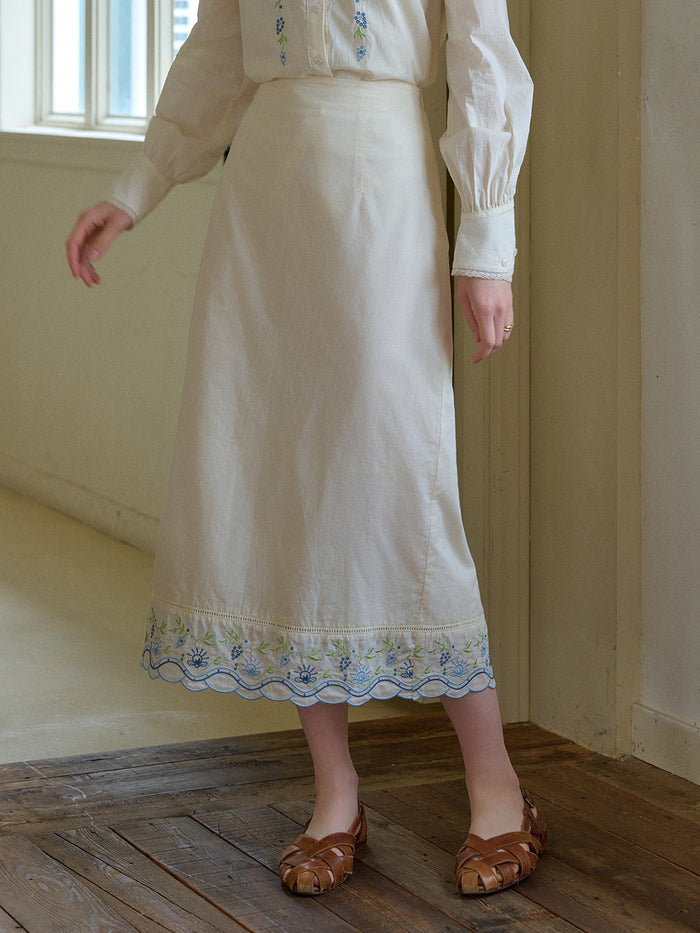 Julianna Embroidery 100% Cotton Skirt